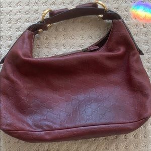 Gucci leather medium horse bit hobo bag